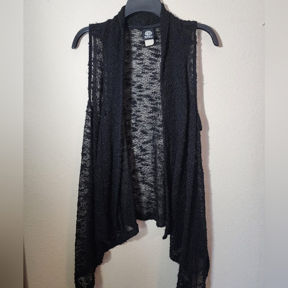 Bobeau Women Black Knit Waterfall Vest